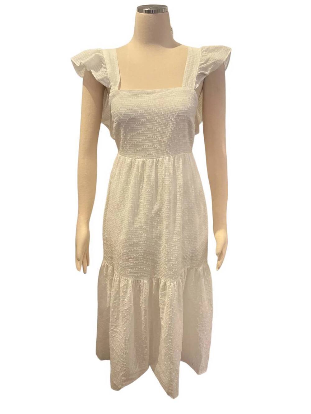 NEW MOLLY BRACKEN women's ruffle sleeve dress in white